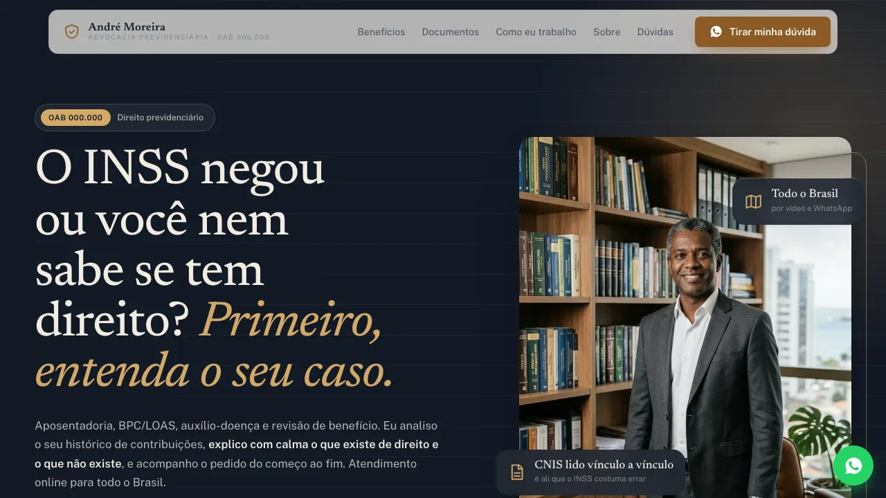 Mockup de site para advogado previdenciário