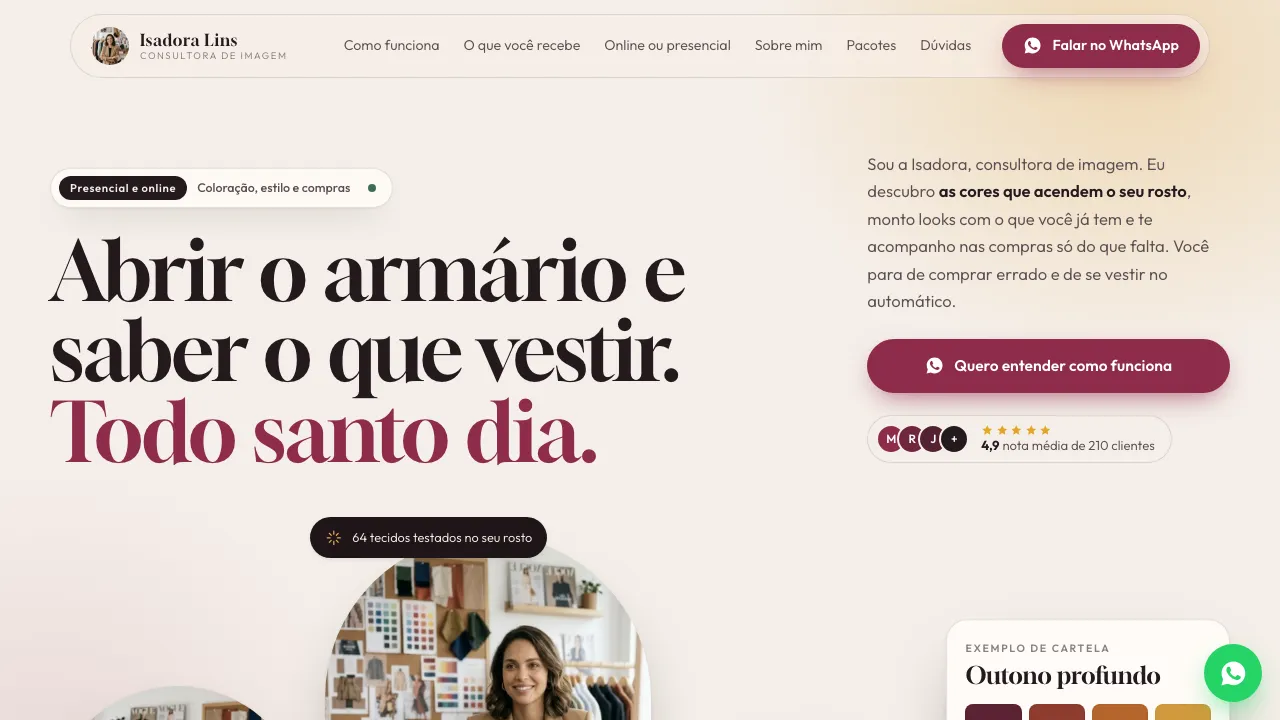 Mockup de site para consultora de imagem