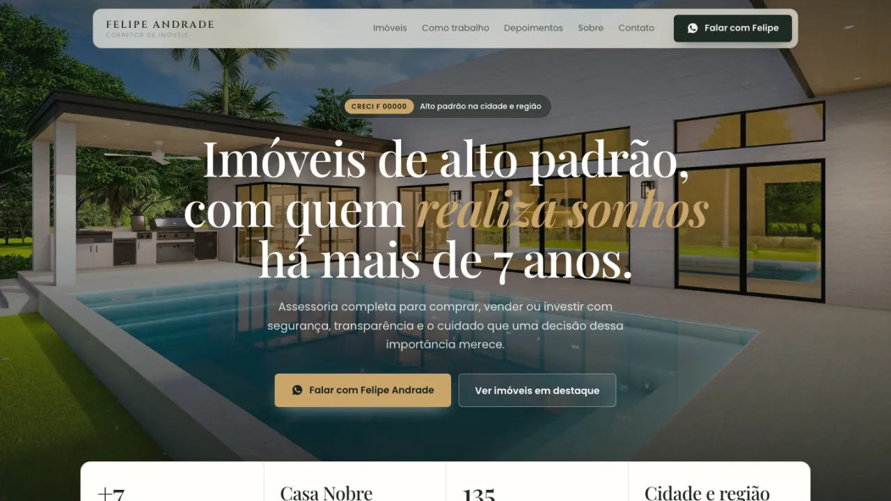 Mockup de site para corretor de imóveis