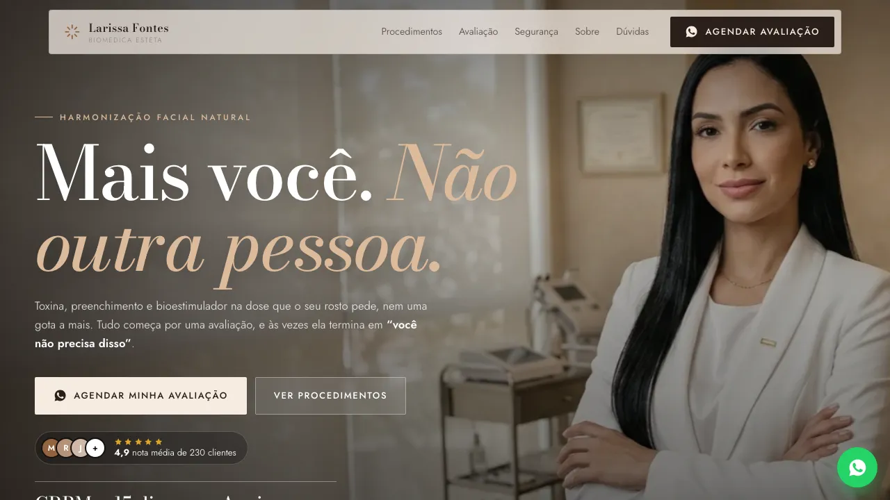Mockup de site para biomédica esteta