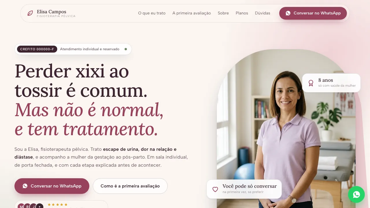 Mockup de site para fisioterapeuta pélvica