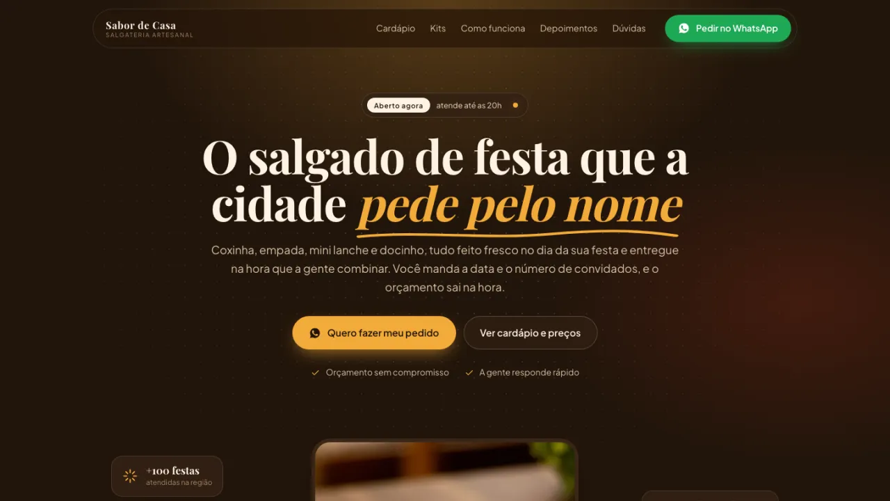 Mockup de site para lanchonete
