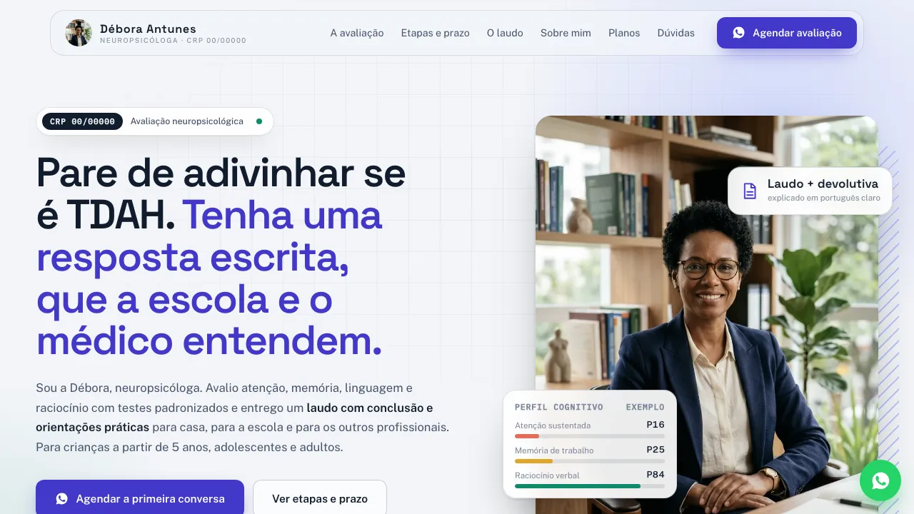 Mockup de site para neuropsicóloga