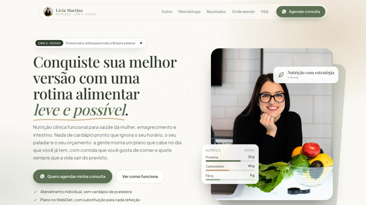 Mockup de site para nutricionista