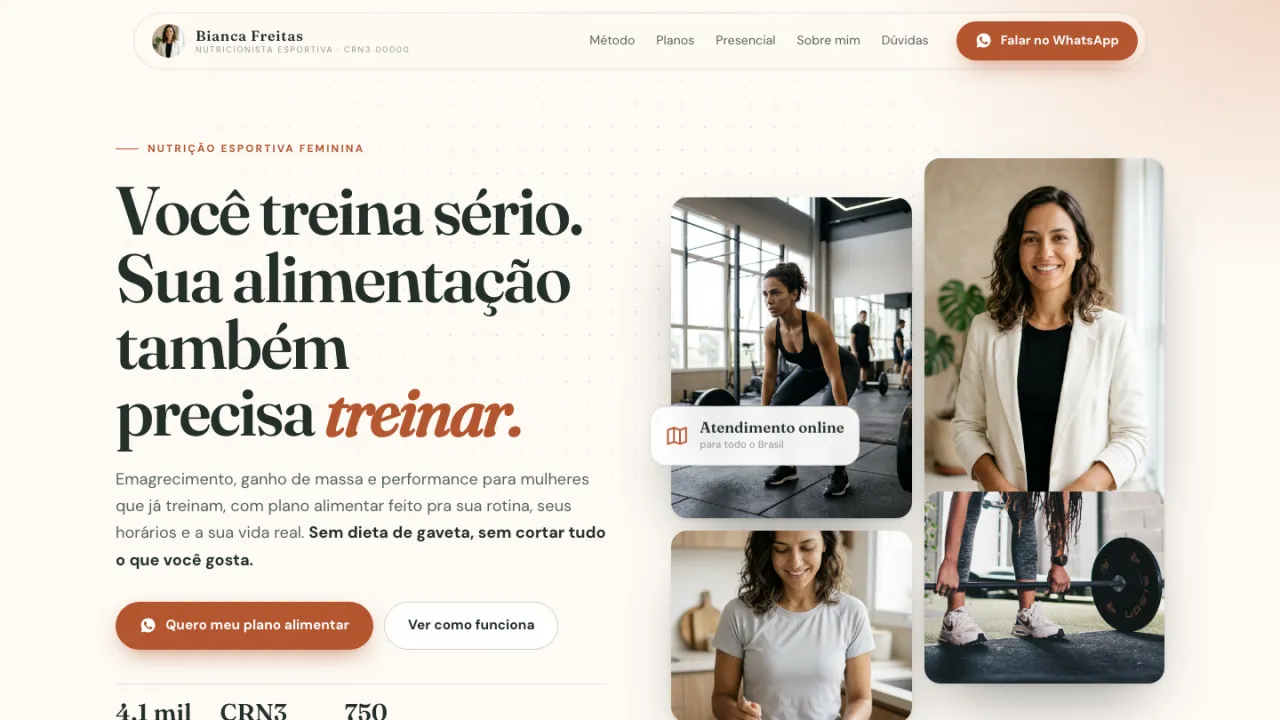Mockup de site para nutricionista