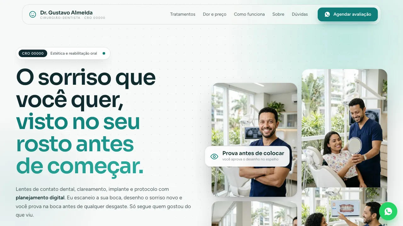 Mockup de site para dentista