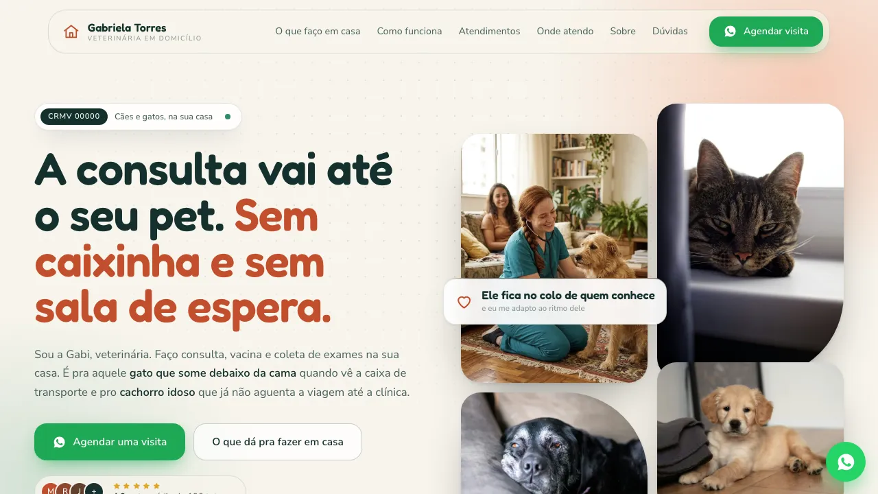 Mockup de site para veterinária em domicílio