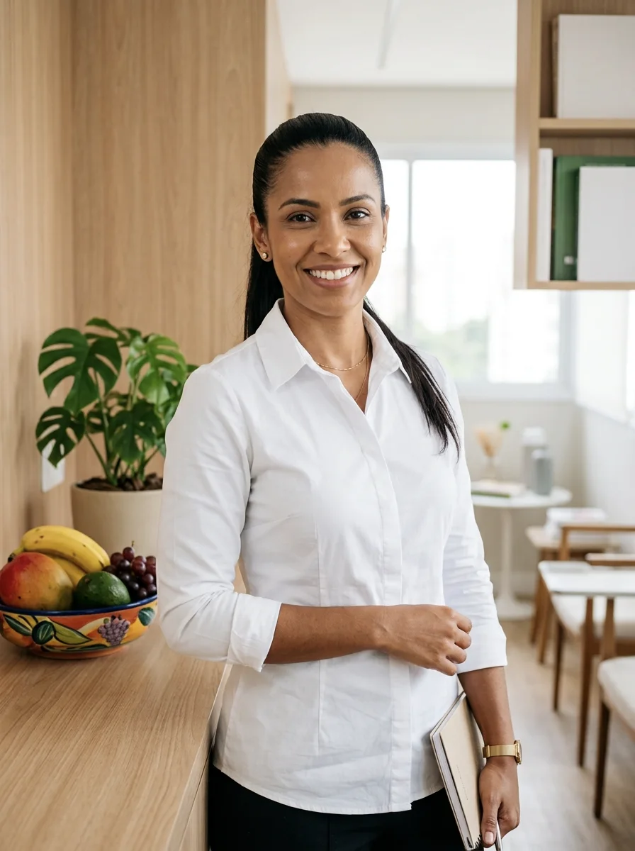 Paula Mendes, nutricionista, no consultório